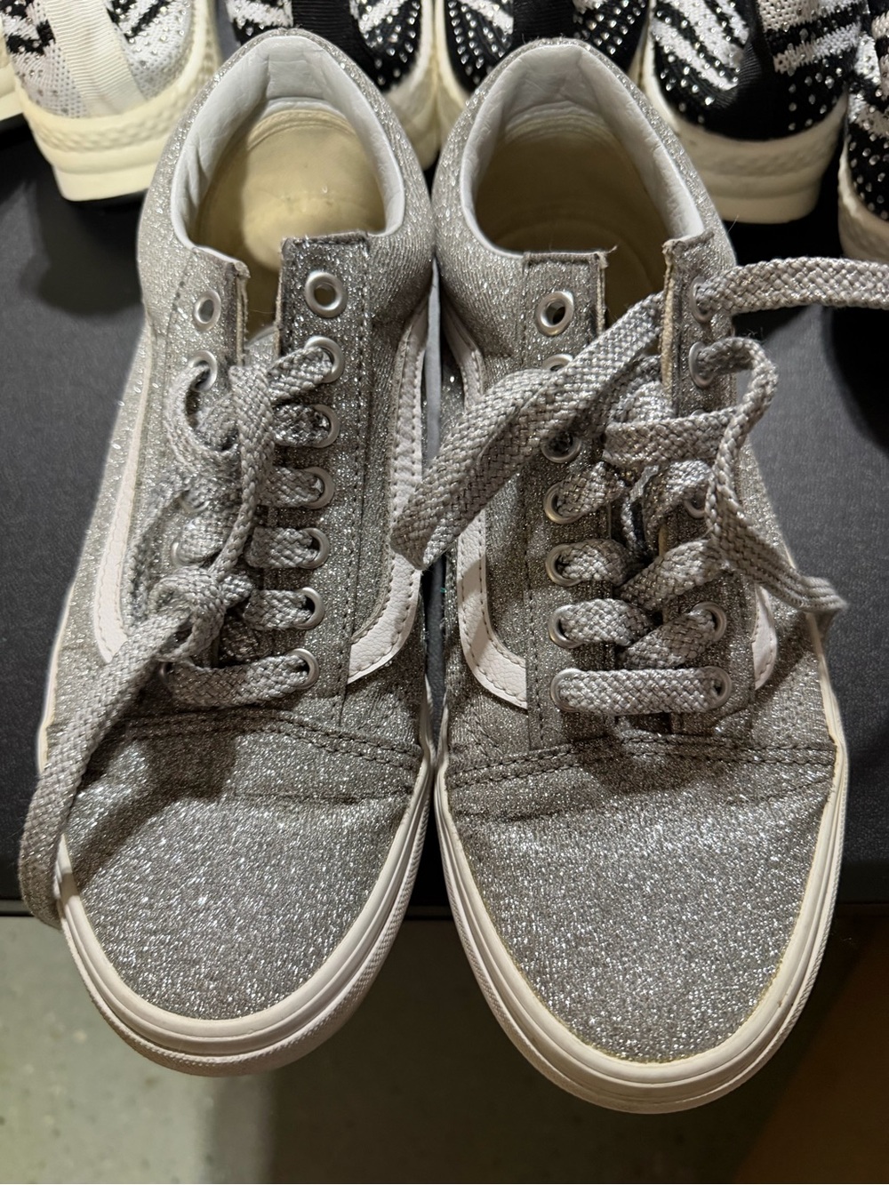 Vans Glitter Silver Low-Top Sneakers